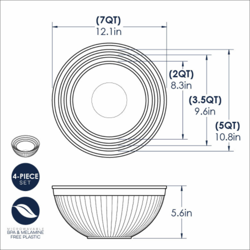 Nordic Ware 4 Piece Prep and Serve Mixing Bowl set Perspective: bottom