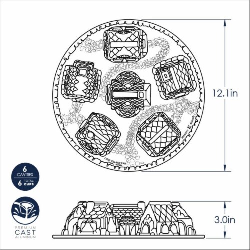 Nordic Ware Aluminum Cozy Village Baking Pan - Silver Perspective: bottom