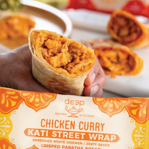 Deep Indian Kitchen Chicken Curry Kati Street Wrap Perspective: bottom