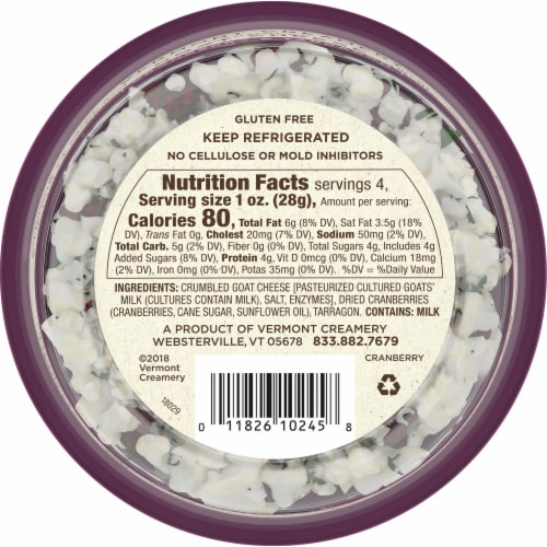 Vermont Creamery® Cranberry & Tarragon Crumbled Goat Cheese Perspective: bottom