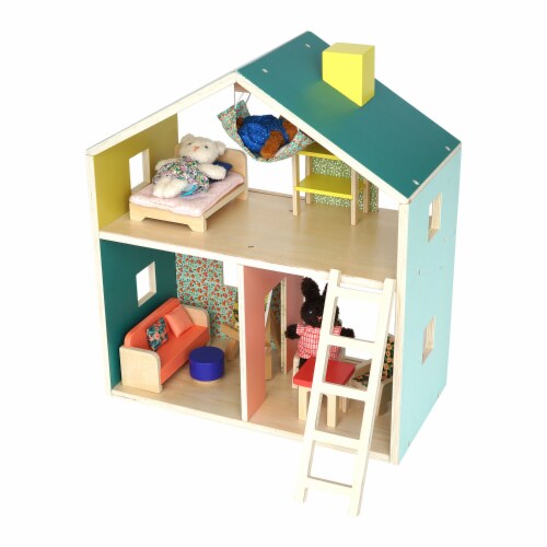 Manhattan Toy Little Nook 19-Piece Wooden Playhouse with Loft for Kids 3 + Year Old and Up Perspective: bottom