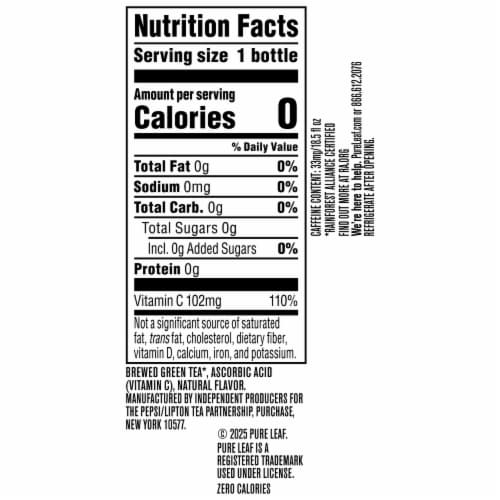 Pure Leaf No Sugar Real Brewed Tea Green Tea Unsweetened 18.5 Fl Oz Perspective: bottom