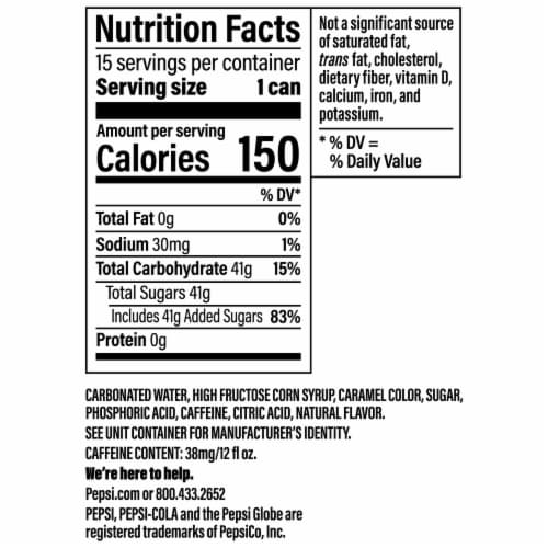 12 Cola® Food 4 / fl Cans, Less Soda pk 15 - oz Pepsi