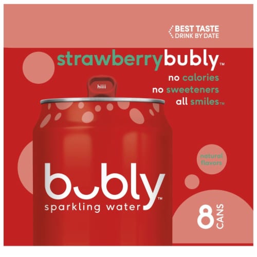 Bubly™ Strawberry Flavored Sparkling Water Cans Perspective: bottom