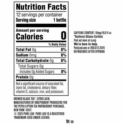 Pure Leaf® Unsweetened Black Iced Tea Multipack Bottles Perspective: bottom