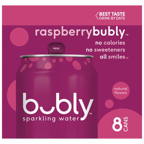Bubly™ Raspberry Flavored Sparkling Water Cans Perspective: bottom