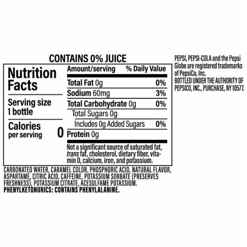 Pepsi Cola® Zero Sugar Mango Flavored Soda Bottle Perspective: bottom