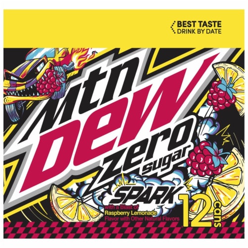 Mountain Dew® Zero Sugar Spark Raspberry Lemonade Soda Cans Perspective: bottom