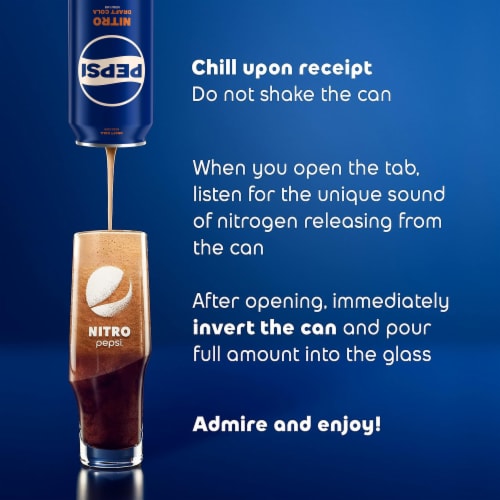 Pepsi Nitro Nitrogen-Infused Cola Draft Cola Natural Flavor 13.65 Fl Oz 4 Count Cans Perspective: bottom