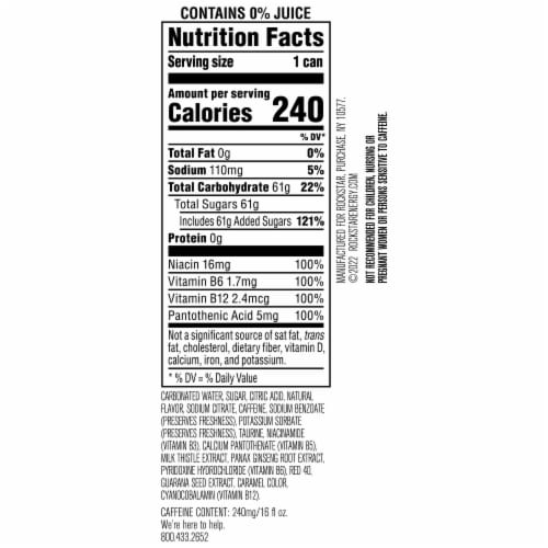 Rockstar® Punched Strawberry Peach Energy Drink Can Perspective: bottom
