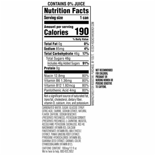 Rockstar® Punched Fruit Punch Energy Drink Multipack Sleek Cans Perspective: bottom