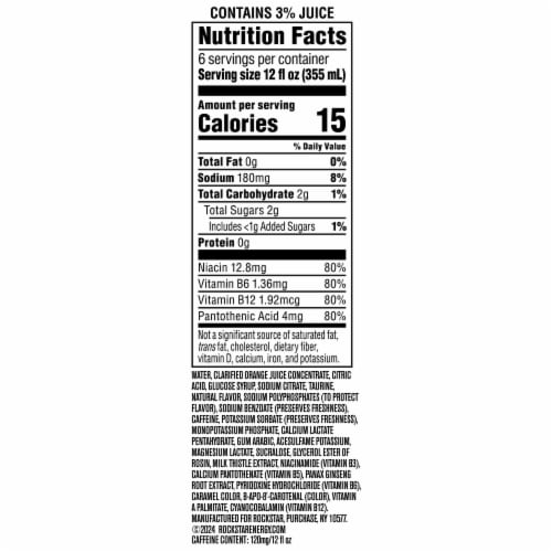 Rockstar Recovery Energy Drink Orangeade 12 Fl Oz 6 Count Perspective: bottom