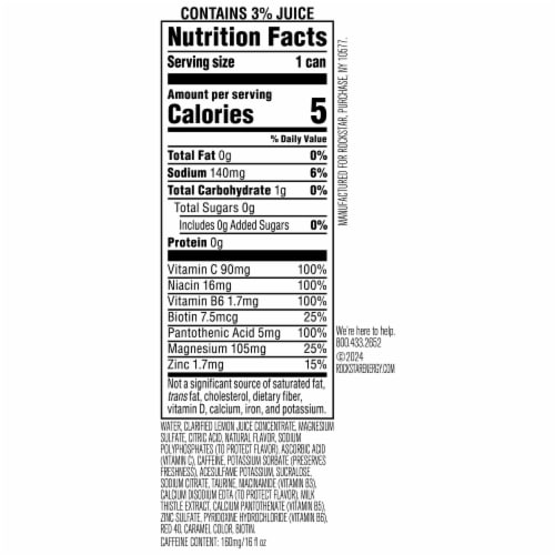 Rockstar Recovery Energy Drink Raspberry Lemonade 16 Fl Oz Perspective: bottom