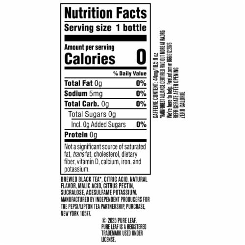 Pure Leaf® Diet Peach Black Iced Tea Bottle Perspective: bottom