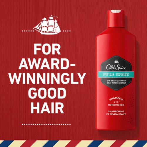 Old Spice Pure Sport 2in1 Shampoo and Conditioner Perspective: bottom