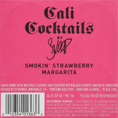Cali Cocktails Smokin' Strawberry Margarita Wine Cocktail Cans Perspective: bottom