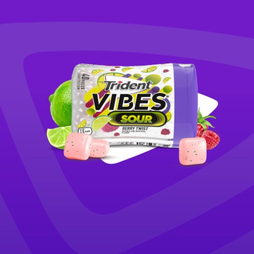 Trident Vibes Sour Sugar Free Gum Berry Twist Flavor Perspective: bottom