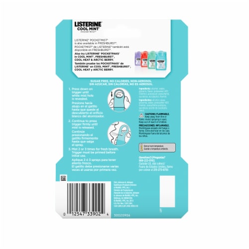 Listerine Cool Mint Pocketmist Oral Care Mist Perspective: bottom