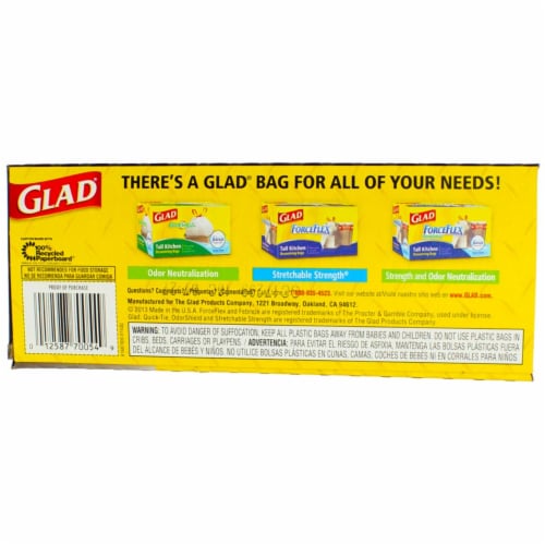 Glad Strong Quick-Tie Large Trash Bags - 30 Gallon - 21 Count Perspective: bottom