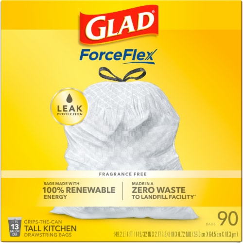 Glad ForceFlex Plus 13 Gal. Tall Kitchen White Trash Bag (40-Count)