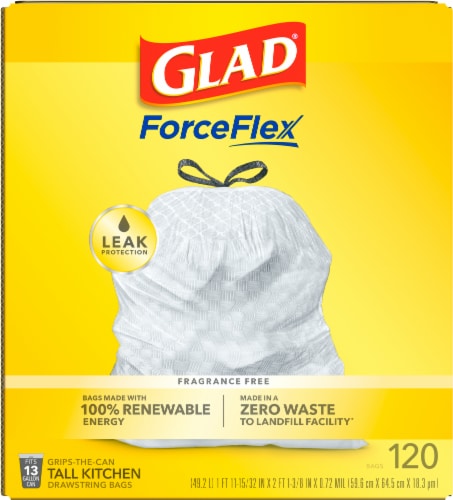 Glad ForceFlex Tall Kitchen Drawstring Trash Bags, 120 ct - Kroger