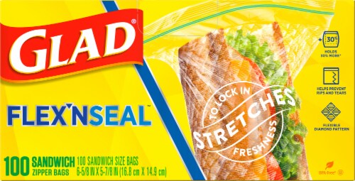 Glad FLEXN SEAL Sandwich Food Storage Plastic Bags Perspective: bottom