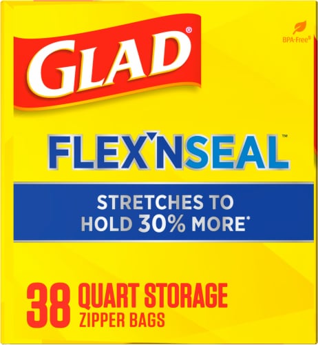 Glad Zipper Food & Freezer Storage Quart Bags, 46 Count 