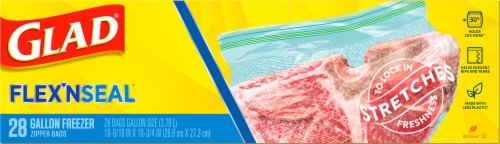 Glad FLEXN SEAL Gallon Freezer Storage Plastic Bags Perspective: bottom