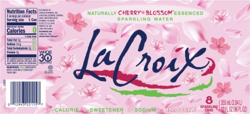 LaCroix® Cherry Blossom Naturally Essenced Flavored Sparkling Water Cans Perspective: bottom