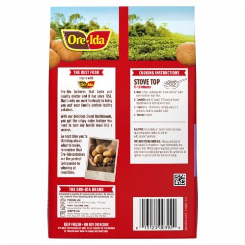 Ore-Ida Diced Hash Brown Frozen Potatoes Perspective: bottom