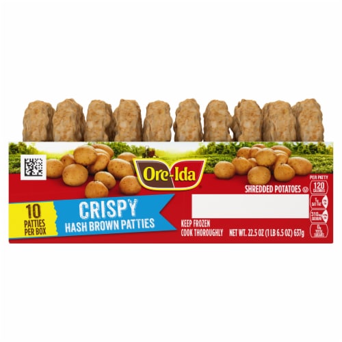 Ore-Ida Crispy Hash Brown Patties, Shredded Potatoes, Box Perspective: bottom
