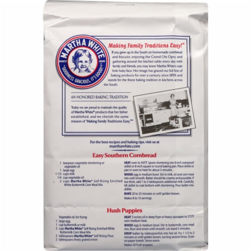 Martha White Self Rising Buttermilk Corn Meal Mix with Hot Rize, 5 Lb Bag Perspective: bottom