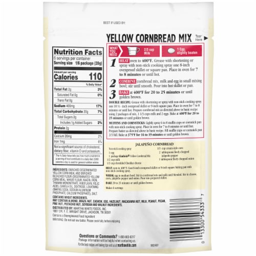 Martha White Gladiola Yellow Cornbread Mix, 6 Oz Pouch Perspective: bottom