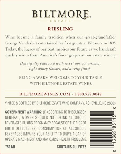 Biltmore Estate Riesling Perspective: bottom