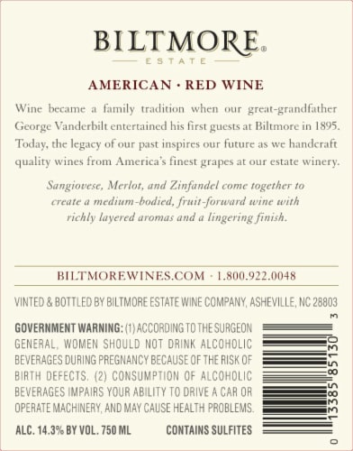 Biltmore Estate Red Blend Perspective: bottom