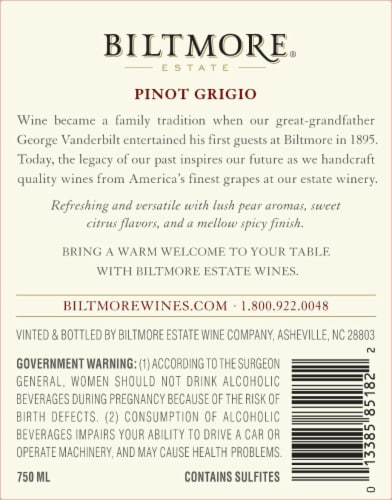 Biltmore® Estates Pinot Grigio Perspective: bottom