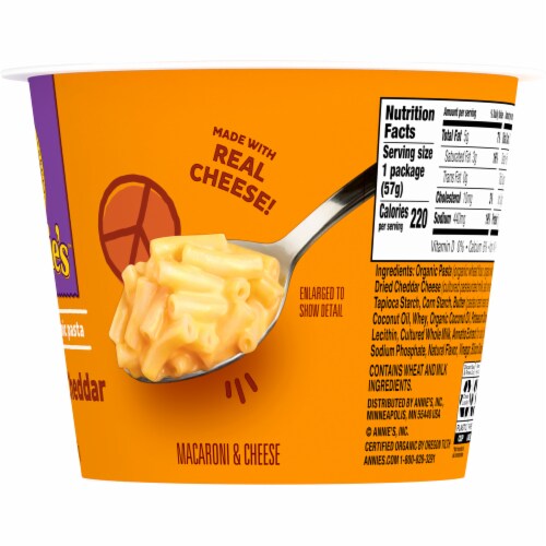 Annie's Real Aged Cheddar Mac N Cheese Microwave Macaroni and Cheese Dinner Cup Perspective: bottom