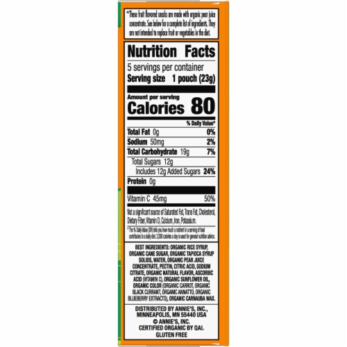 Annie's Organic Bernie's Farm Gluten Free Fruit Snacks Perspective: bottom