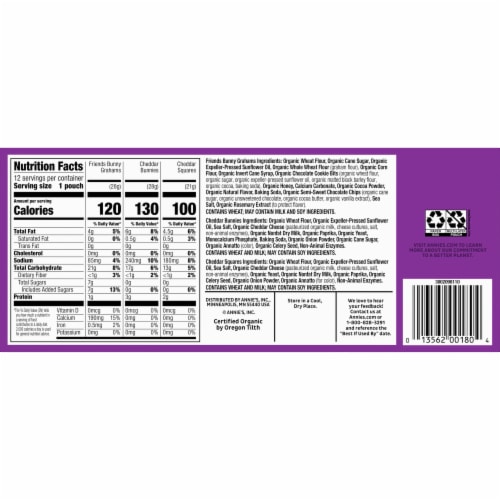 Annie's™ Organic Variety Pack Cheddar Bunnies Bunny Grahams and Cheddar Squares Perspective: bottom