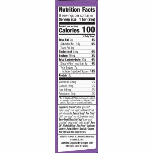 Annie's™ Organic Chewy Chocolate Chip Granola Bars Perspective: bottom