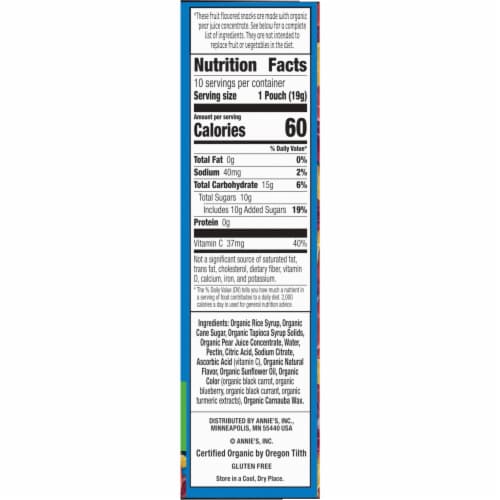 Annie's Organic Minis Bunny Fruit Flavored Snacks Perspective: bottom
