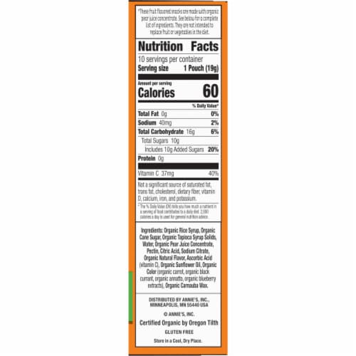 Annie's Organic Bernie's Farm Fruit Flavored Snacks Perspective: bottom