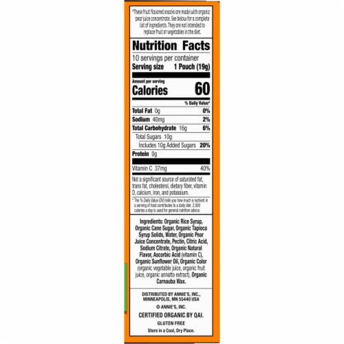 Annie's Organic Bernie's Farm Fruit Flavored Snacks Perspective: bottom