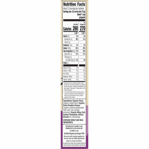 Annie's™ Organic Macaroni and White Cheddar Cheese Shells Mac N Cheese Perspective: bottom