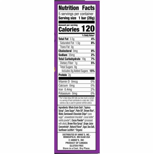 Annie's Gluten Free Double Chocolate Chip Chewy Granola Bars Perspective: bottom