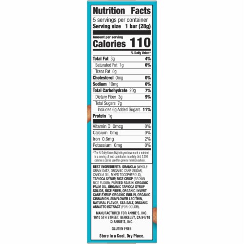 Annie's Oatmeal Cookie Chewy Granola bars Perspective: bottom
