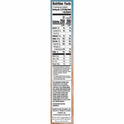 Annie’s Organic Macaroni Classic Cheddar Mac N Cheese Perspective: bottom