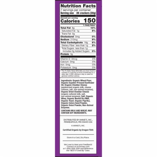 Annie's™ Organic White Cheddar Squares Baked Snack Crackers Perspective: bottom