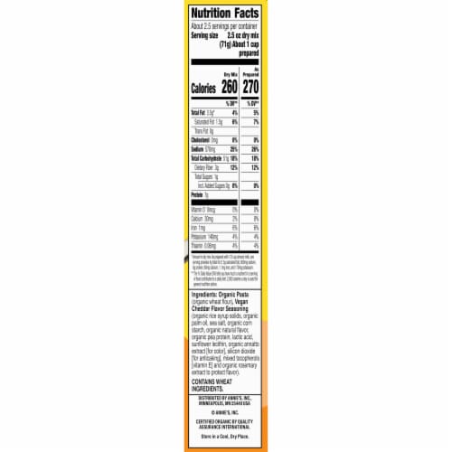 Annie's Vegan Organic Mac and Cheddar Flavor Pasta and Sauce Perspective: bottom