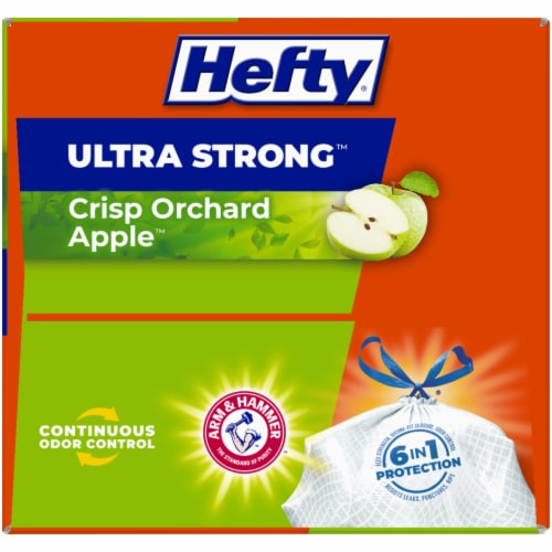 Hefty® Ultra Strong Crisp Orchard Apple 13-Gallon Tall Kitchen Drawstring Trash Bags Perspective: bottom